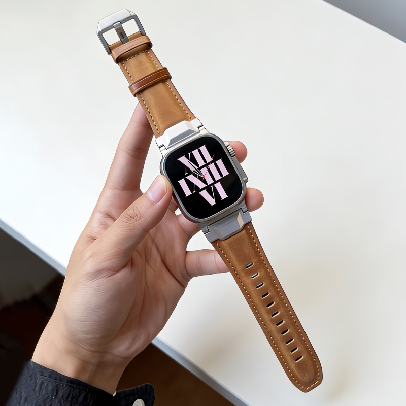 Smartwatch Slim Watches For Men - Tali Kulit Asli untuk Apple Watch